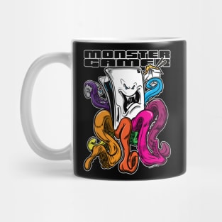 Monster Gamer Console with rainbow tentacles with take out Asian food container and chopsticks. Mug